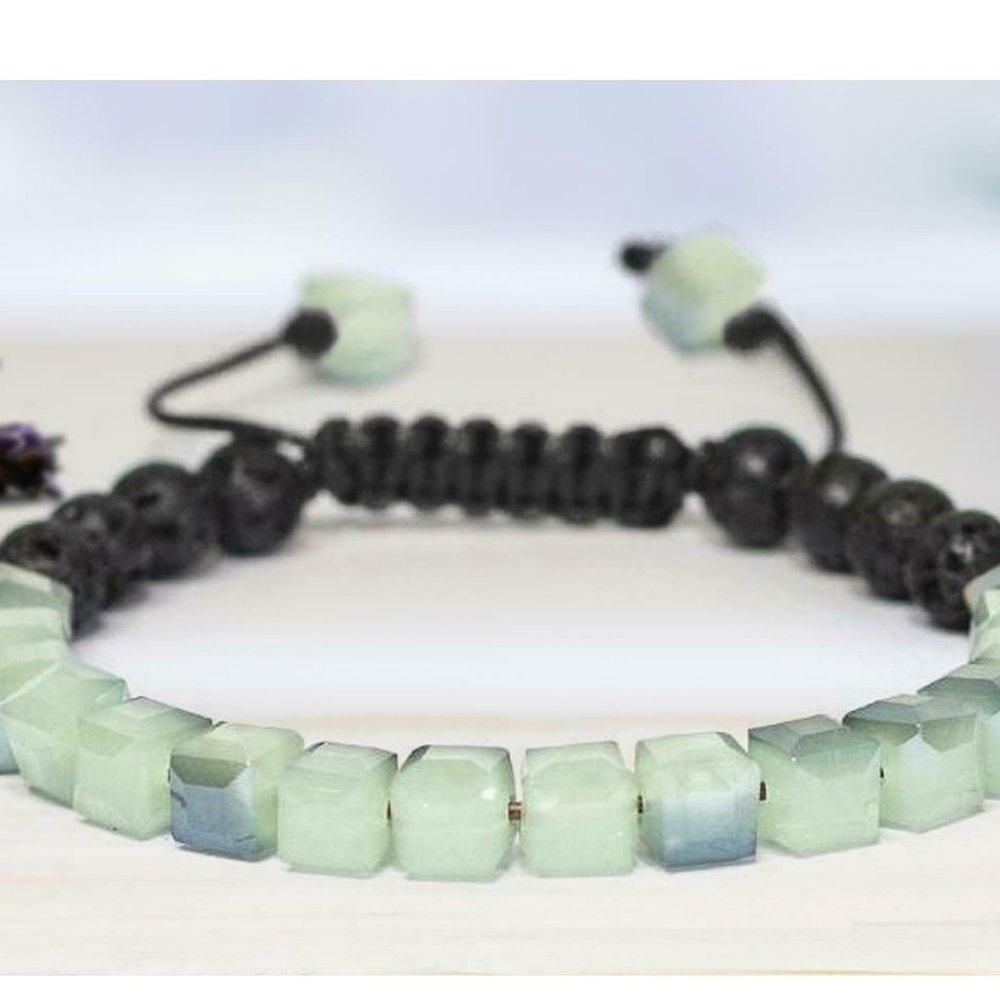 Lava Stone Glass Diffuser Bracelets Black Lava